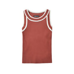 Slim-fit Color-blocked Sleeveless Tank Top For Women Spring Round-neck Slim-fit Hot Girl Knit Short Top Casual Style 77RB