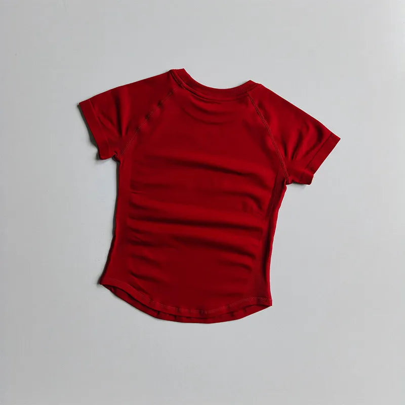 Women's Quick-Drying Short-Sleeved Yoga Sports T-Shirt Summer Outdoor Fitness Running Gym Training Wear Comfortable Breathable G