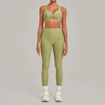 Women's Seamless Yoga Set Sports Fitness Workout Slim Fit High-Waist Tummy Control Pants Suits Gym Training Running Vest Sets