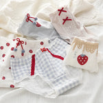 1 Pack Strawberry Print Mid-Rise Cotton Panties 5 Cute Patterns Briefs (M-L-XL) Japanese Style Kawaii Strawberry & Bow Lingerie