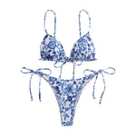 sexy floral print micro bikini blue and white porcelain bikini swimwear swimsuit women biquini thong bikini set bathing suits