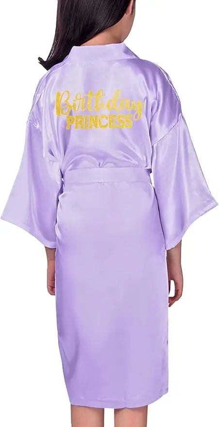 Birthday Squad Birthday Girl Princess Robe Spa Robes for Girls Party Satin Silk Kimono Robes Party Supplies