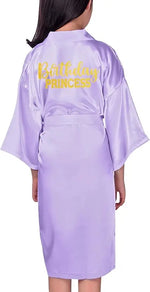 Birthday Squad Birthday Girl Princess Robe Spa Robes for Girls Party Satin Silk Kimono Robes Party Supplies