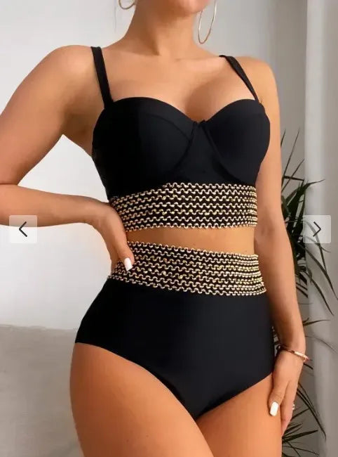Push Up High Waist Bikini Sets Sexy Black Brazilian Biquini Swimsuit Two Pieces Swimwear Women 2024 Bathing Suits Beachwear