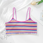 Women Non-wire Bras Female Cotton Bra Tops Striped Crop Top Small Breast Breathable Push Up Bra Comfort Girl Underwear