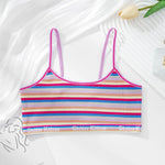 Women Non-wire Bras Female Cotton Bra Tops Striped Crop Top Small Breast Breathable Push Up Bra Comfort Girl Underwear