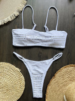 Black rhinestone process bikini sexy thong split swimsuit 2-piece beach set