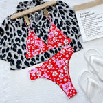 Bikini 2026 Sexy Swimwear Swimsuit Women Push Up High Waist Backless Floral Print Red Bikinis Set Bathing Suit Beach Bikini New