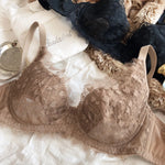 Sexy Lace Embroidery Push Up Bra French Ultra Thin Women Underwear Mesh Breathable Intimates Lingerie Plus Size CDE Cup Bras