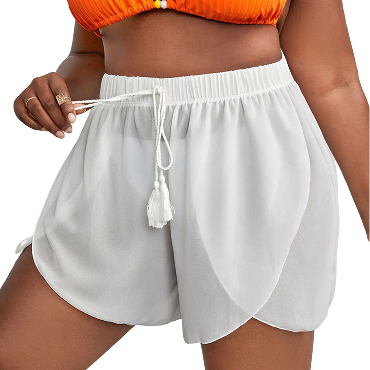 Women Swim Trunks Soft See Through Swimwear Sexy Swimsuit Thin Beach Shorts Swimming Trunks Sheer Mesh Drawstring Shorts Panties