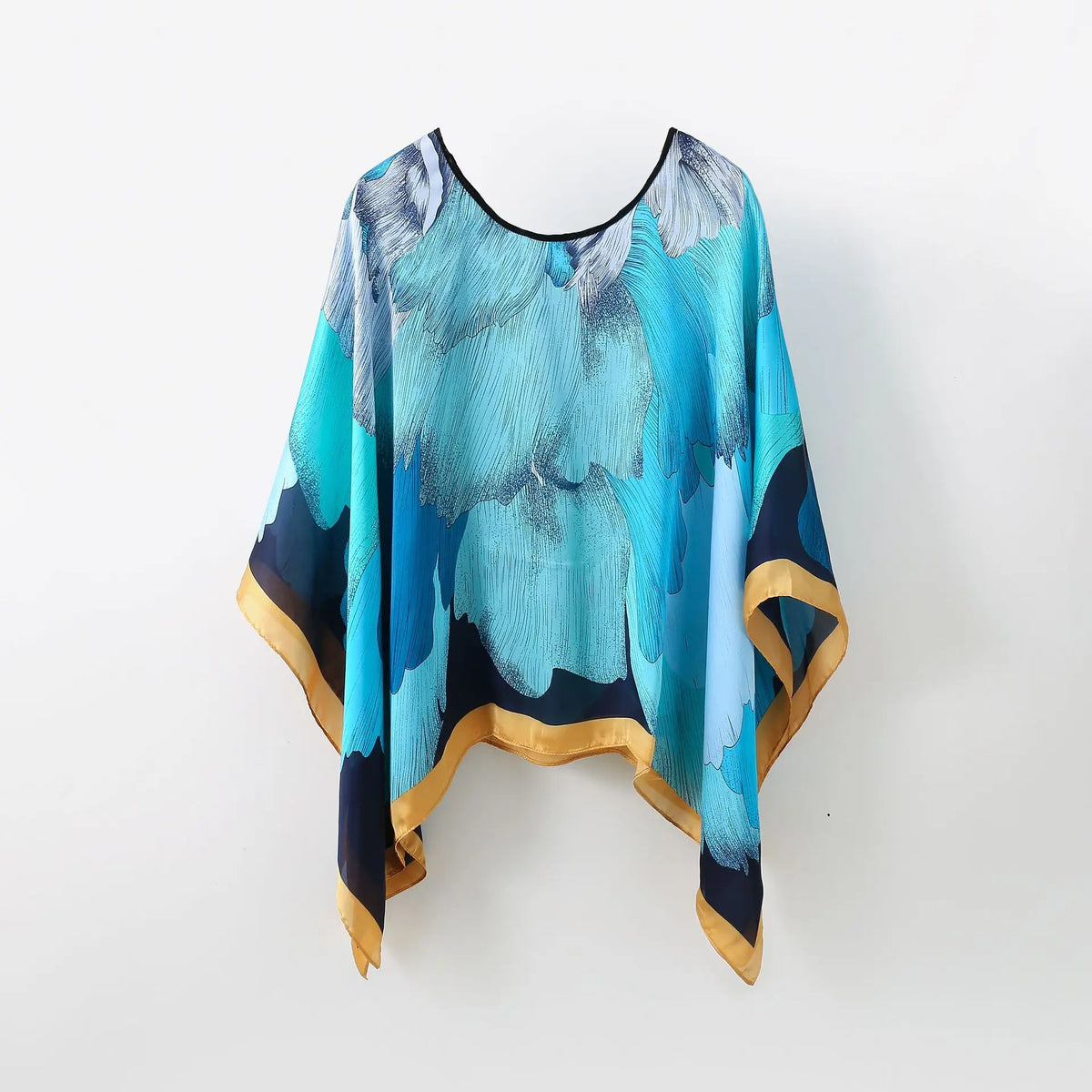 Simulated Silk Pullover Shawl Sweater Summer Beach Sun Protection Cape Women's Beach Towel Versatile Gauze Scarf Multifunctional
