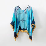 Simulated Silk Pullover Shawl Sweater Summer Beach Sun Protection Cape Women's Beach Towel Versatile Gauze Scarf Multifunctional