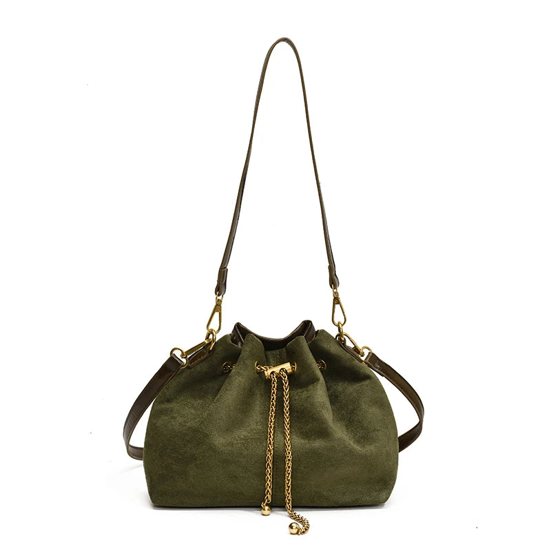 2026 Soft Commuting Crossbody Bags Faux Suede Sewing Hot Sale Bags for WomenThread Solid Color String Women's Handbags