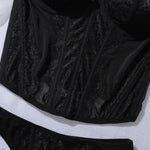 French Lace Bra Set Sexy Mesh Ultra-Thin Women's Lingerie Set Summer Sling Tops Black Shapewear Underwear Bras with Thong Sets
