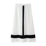 Women's Contrast Color V-Neck Ruffle Top And Skirt Women White Ruffle Trim Crop Top Skirt Casual Summer Outfit Pure Desire 0U19