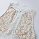 Women Retro Tank Tops Cut Out Mockneck Sleeveless Slim Fit Vest Trendy Summer Lace Corset Streetwear
