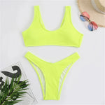 8 Colors High Cut Wrinkled Crinkled Bikini Female Swimsuit Two-Pieces Bikini Set Women Swimwear Bather Bathing Suit Swim V3461C
