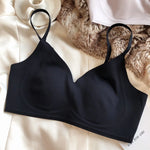 Summer Ice Silk Bra Seamless Women Underwear Sexy Ultra Thin Comfort Bralette French Rabbit Ears Padding Fixed Push Up Bras