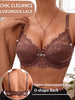 Floral Lace Women Bra Solid Thin Underwire Push Up Brassiere Adjustable Strap Breathable Back Wing Lingerie
