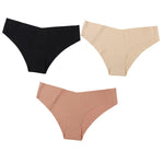 3Pcs/Set Women Seamless Low Rise Bikini Panties Ice Silk Fabric Briefs No Show Underpants Invisible Panties Sexy Lingerie XS-XL