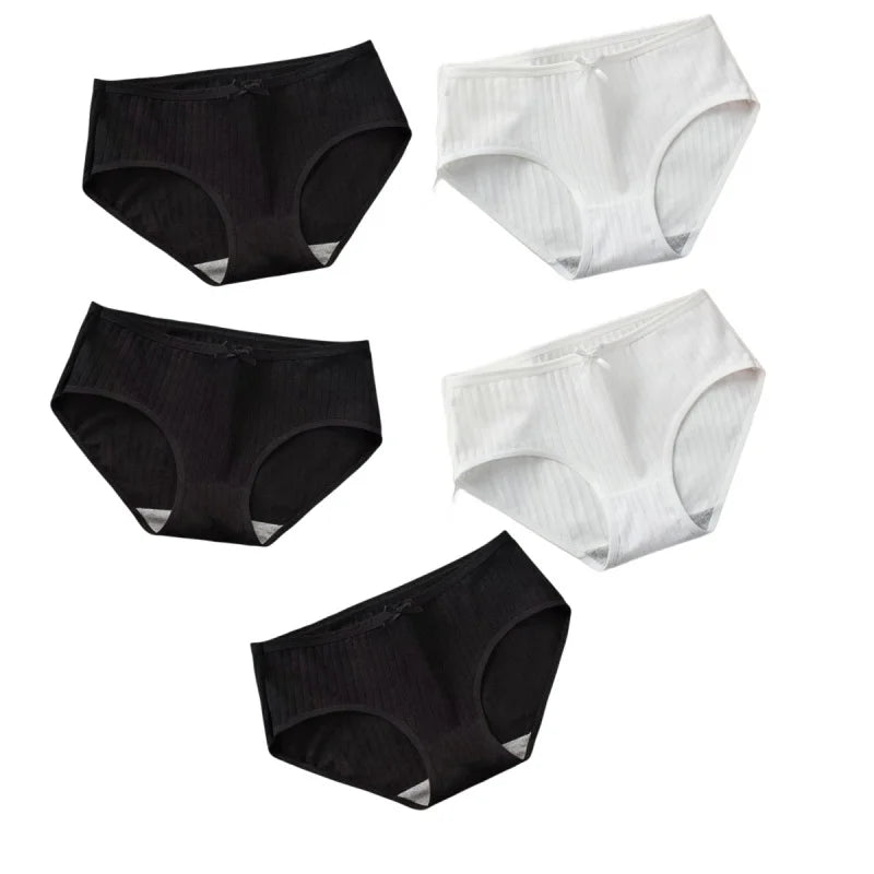 5Pcs/Set Cotton Briefs Women Panties Sexy Lingerie Women's Underpants Low Waist Panty Comfy Breathable Seamless Underwear