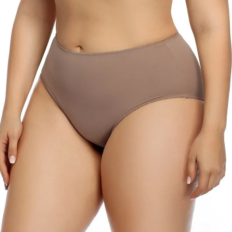 Beauwear Ultra Thin Elastic High Waist Panties for Women Underwear Ladies Big Size Briefs Plus Size Satin Sexy Female Panties