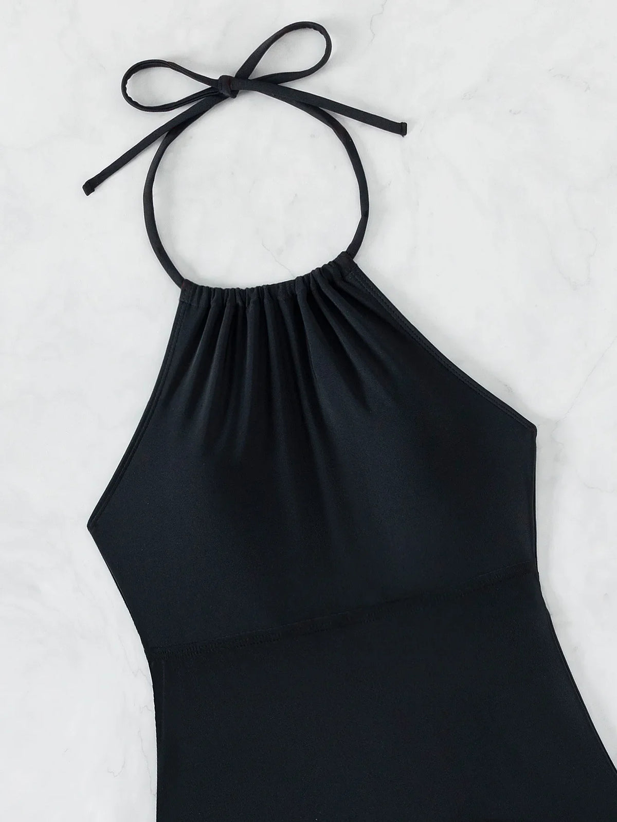 2026 Women's Bikini 2-piece Swimwear Tankini Set Sexy Halter Black Bathing SuitFloral Print Drawstring High Waist Swimsuit