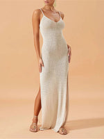 V Neck Sleeveless Hollow Out Crochet Knitted Tunic Beach Cover Up Cover-ups Beach Dress Beach Wear Beachwear Female Women V7212