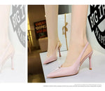 BIGTREE Shoes Sweet Metal Decoration Women Pumps Pointed High Heels silks satins heeled Sandals Women Summer Shoes Stiletto 8 cm