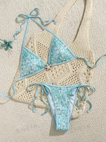 DEKA Two Piece High Waist Shorts with Starfish Sequin Decoration For Vacation Beach Swimming Clothing Bikini Swimsuit Women