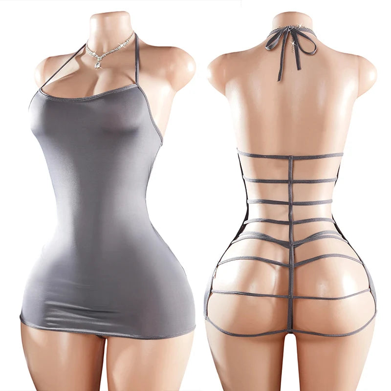 Transparent Lace Lingerie Temptation With Open Crotch Women Underwear Dress Sexy Sleepwear Erotic Babydoll Sex Backless Bodysuit
