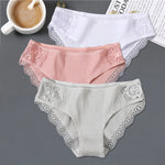 3Pcs/set Women's Cotton Panties M-2XL Women Patchwork Lace Underwear Sexy Low Waist Briefs Ladies Comfortable Underpants 2022