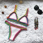 Bikini Crochet 2026 Handmade Knit Patchwork Reversible 2 Piece Swimsuit Women Halter Top Brazilian Bathing Suit Thong Swimwear