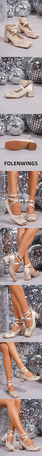 Brand Design Big Size 43 Sweet Pink Mary Jane Pumps Cross-tied Satin 9cm High Heels Ballet Shoes White Party Wedding Shoes Women