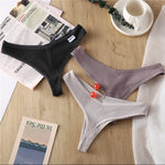 4Pcs/set Cotton Thongs Women Low-Rise Bikini Underwear M-XL Comfortable G-string Female Fruit Embroidery T-Back Panties Lingerie