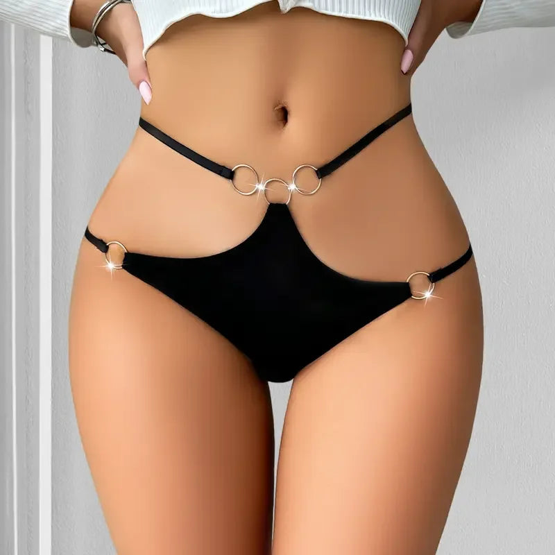 1pcs Low Waist Sexy Women Panties Fashion Style Hot Sale Female Underwear Breathable Sexy Lingerie Ring Decor Erotic Lady Briefs
