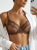 Sexy Coffee Brown Eyelash Lace Bra Women Underwire Sheer Mesh Brassiere Adjustable Thin Shoulder Straps Lingerie ZA826333