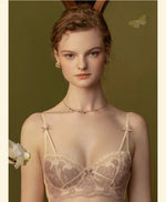 Antique French Lace Underwire Bra | Retro Petite Deep V Plunge Set | Summer Non-Padded Lingerie | Sexy Bridal Push Up Effect