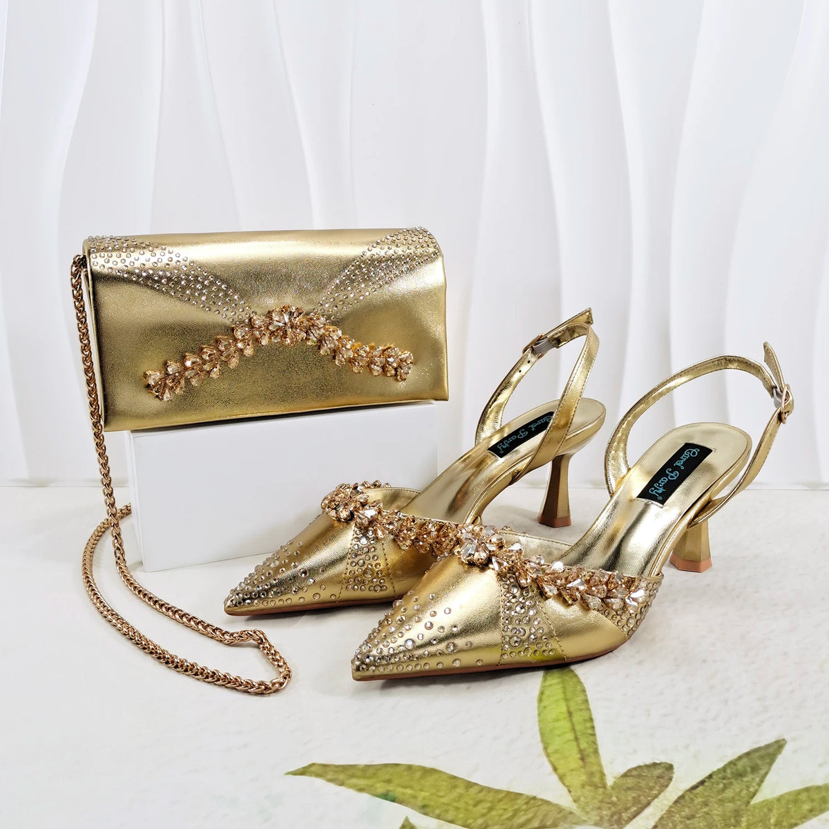 Doershow Italian Shoes And Bag Sets For Evening Party With Stones Italian Leather Handbags Match Bags! HC1-1