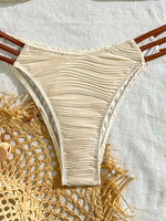 DEKA U Neck Wrinkled Crinkled Bikini Women Swimwear Female Swimsuit Two-pieces Bikini set High Cut Bather Bathing Suit Swim