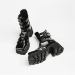 2025 Brand Fashion Women's Black Summer Gladiator Sandals Fashion Leisure Square Heels Casual Platform Shoes Big Size 43