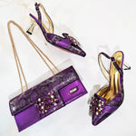 Doershow High Quality African Style Ladies Shoes And Bags Set Latest BROWN Italian Shoes And Bag Set For Party HM1-1