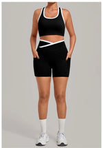 Women's Seamless Yoga Sets Sports Fitness High Waist Hip-lifting Shorts Back Beauty Sleeveless Suits Gym Training Workout Sets