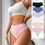 1PC Thongs Women Cotton Panties Female High Rise G-String Sexy High Leg Cut Bikini Solid Color T-back Breathable Lingerie S-L