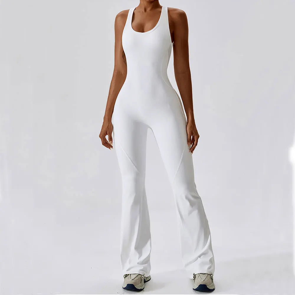 Jumpsuit Fitting Yoga Suit Dance Women Bodysuit Workout Sports Fitness Set Hip Lifting Gym Running Breathable Vest Flared Pants