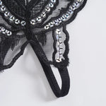 Double-Layer Thin Strap Sexy Thong Butterfly Embroidery Low Waist Sexy Bikini Pure Lace Sequins T-Shaped Panties Sexy G-strings