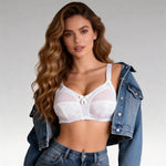 Black Mesh Jacquard Bra for Women Lightweight Sexy Everyday Underwear Adjustable Straps Rhinestone Bow B-E Cup