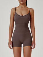 Solid Color Cross Back One Piece Yoga Shorts - Comfortable Cropped Yoga Jumpsuit for Women