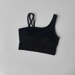 Women's Irregular Shoulder Strap Yoga Sports Bra Shockproof One-Piece Cup Running Vest for Training Fitness And Yoga