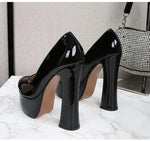 2022 New Model Catwalk Show 14CM High Heels Women's Banquet Party Round Toe Wear Single Shoes Large Size Women's Shoes 35-46